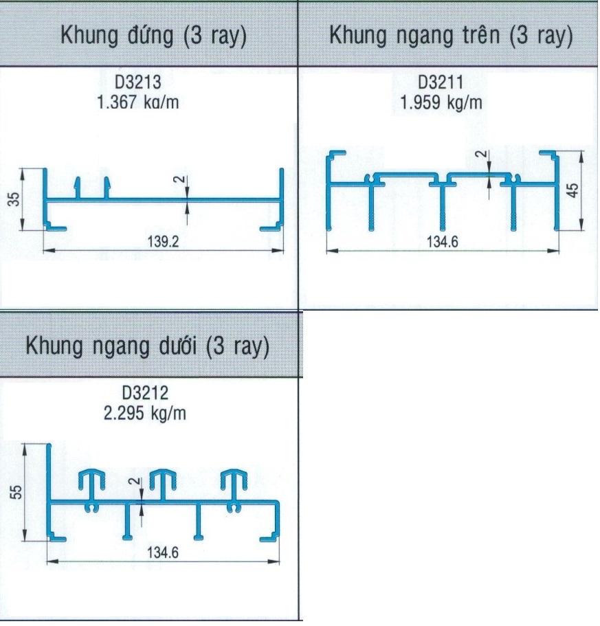 CỬA ĐI LÙA HỆ 93 - 3 RÂY